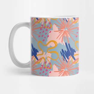 Fun abstract shapes pattern on bright blue background Mug